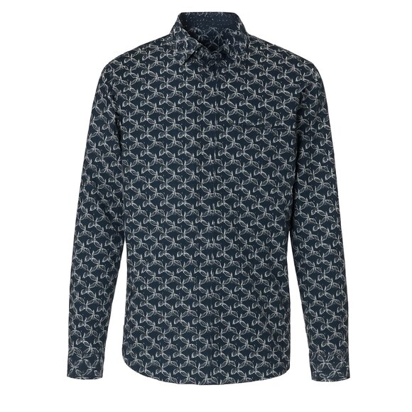 Smash Mens Shirt Small Button Up Blue Bamboo Print Long Sleeve Flip Cuffs RP $75 - Picture 1 of 9